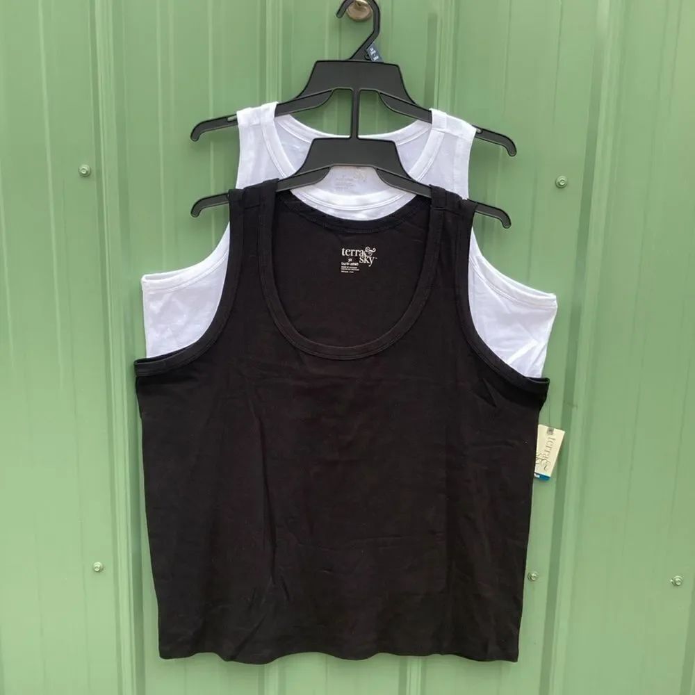 Women's Plus Comfy Stretch Ribbed Tank Top, 2-Pack Size 3XL